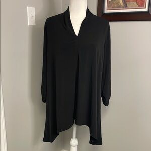 Clara Sun Woo Womens Black Tunic Top Mature Lagenlook Classic Traditional Size L